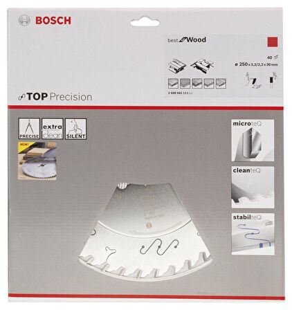 Bosch Best Kesim 250*30 mm 40 Diş Ahşap Testeresi 2608642111